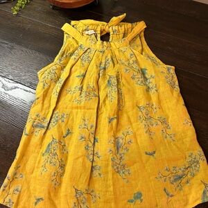 BELLAMI Yellow and Blue Floral tank top 100% linen